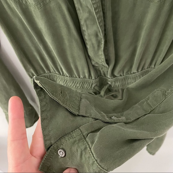 Lou & Grey Army Green Long Sleeve Button Up Romper - Picture 8 of 11